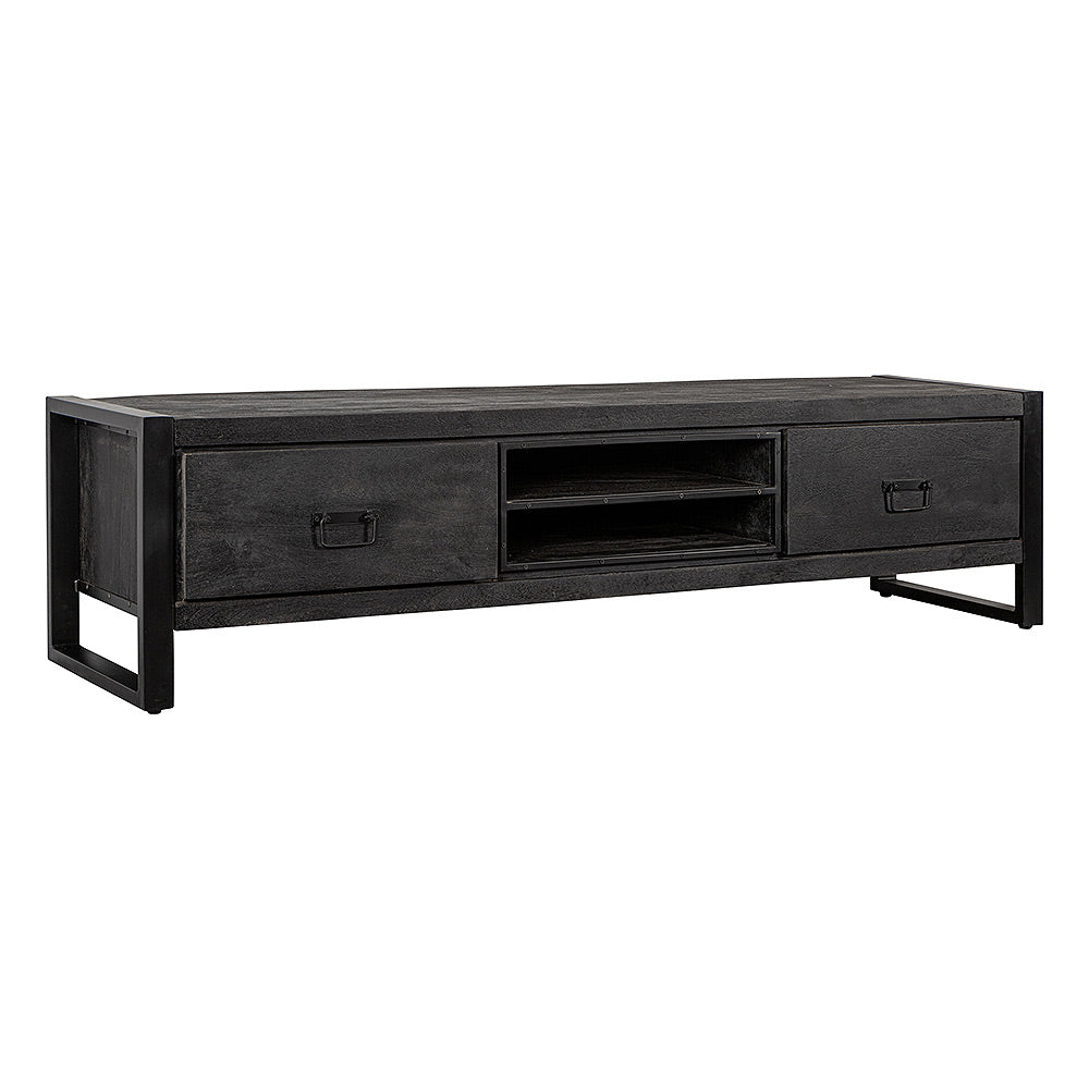 Mangohouten TV Meubel Kelvin 200 cm Zwart