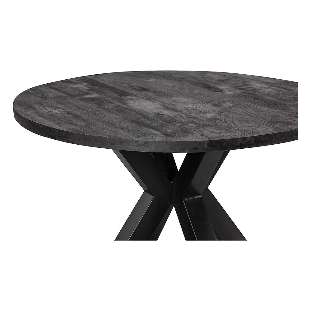 Mangohouten Eettafel Rond Tara 120 cm Zwart (5cm)