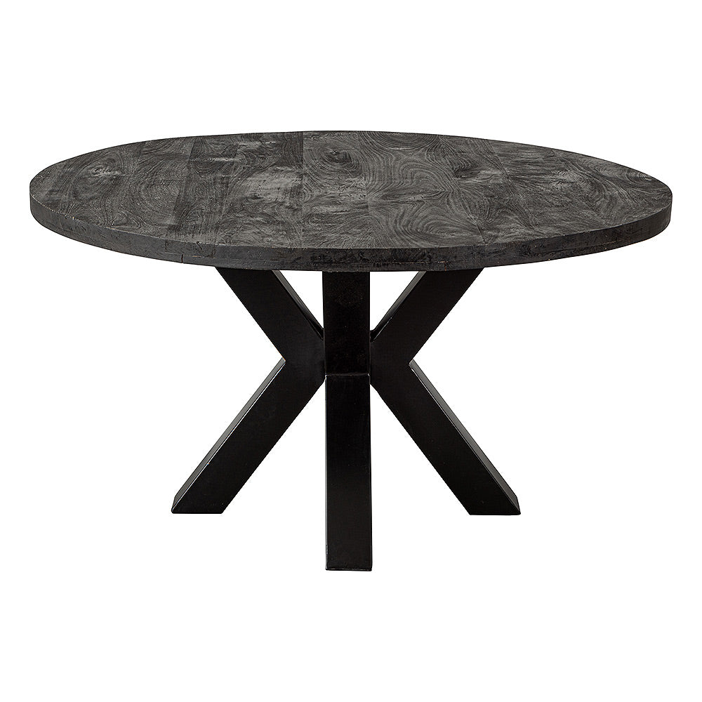 Mangohouten Eettafel Rond Tara 120 cm Zwart (5cm)